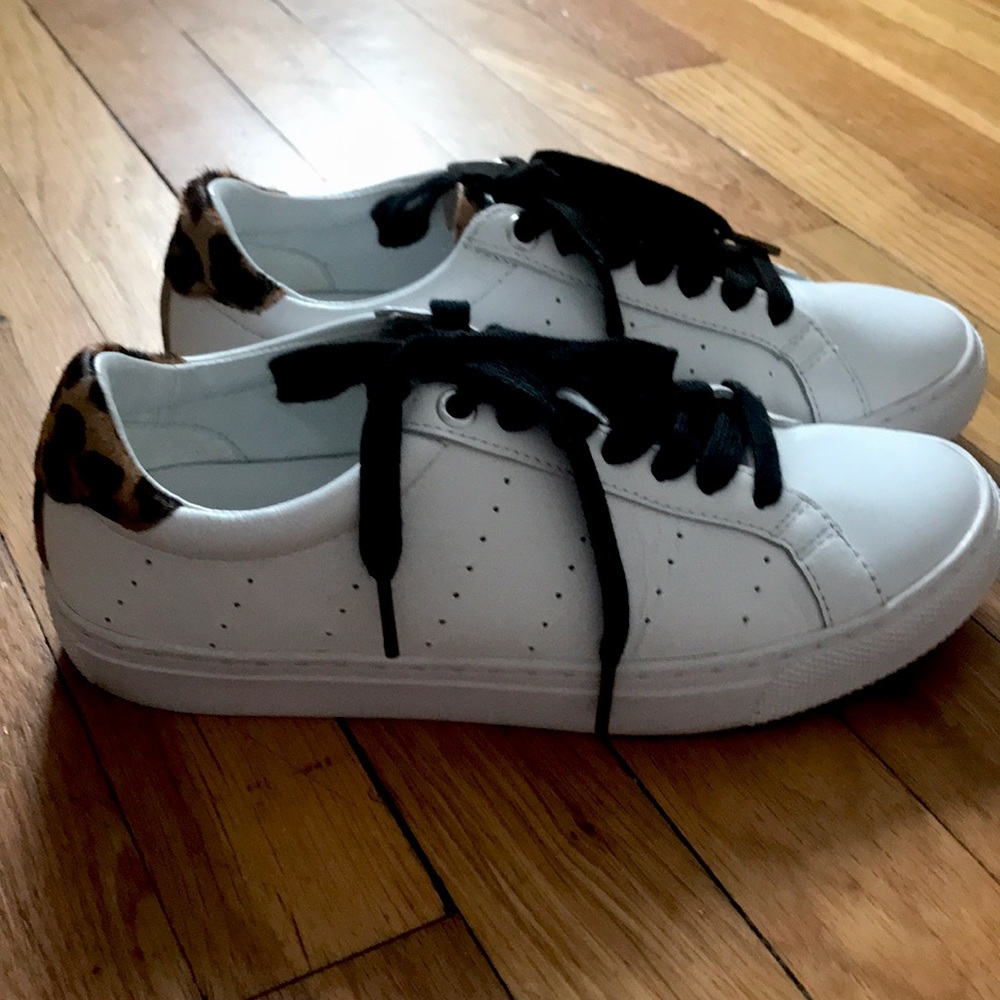 Jcrew sneakers with leopard calf hair detail